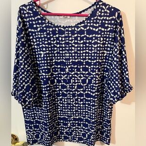 Aimee by Firmiana XL Women's purple Blue and White Patterned Top